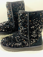 EUC UGG Classic Short Black Sequin Boot Ladies 8