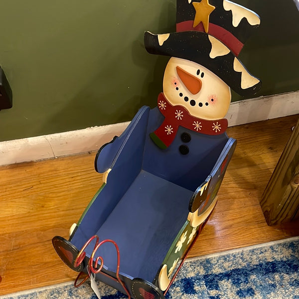 Wooden Snowman Sleigh 24"