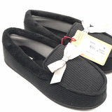Dearfoams NWT! Black Moccasin Slippers Ladies 5/6