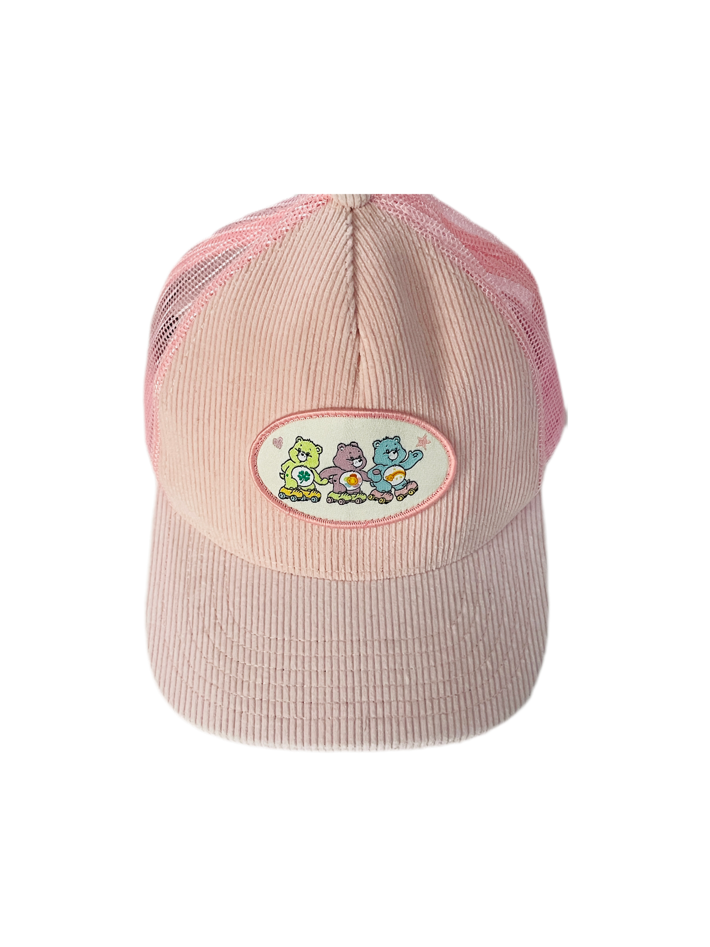 American Eagle Carebears Trucker Hat Ball Cap Pink Corduroy Snap Back One Size Lt Wear