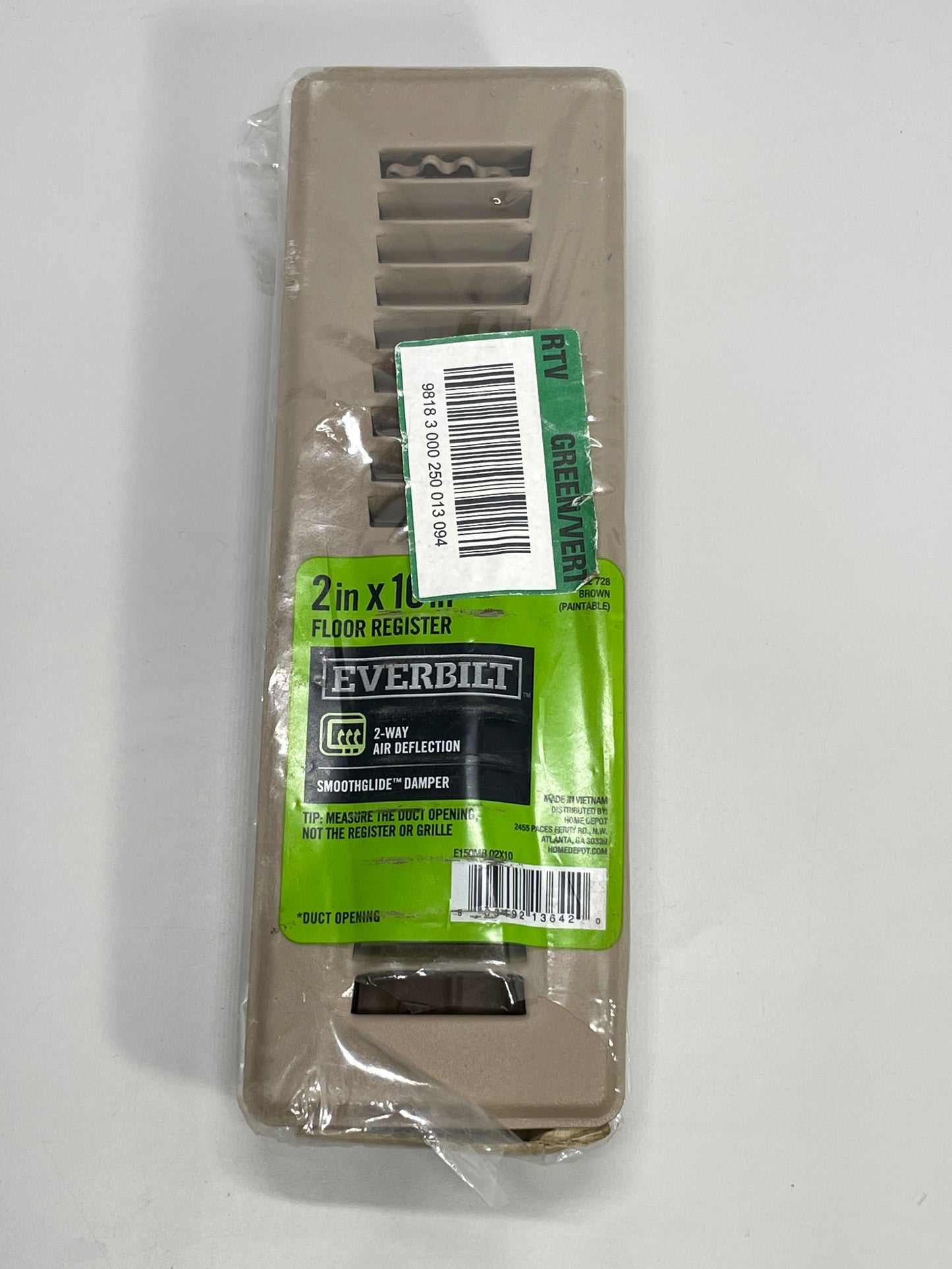 NEW! Everbilt Floor Register 2 x 10 Tan Duct Opening