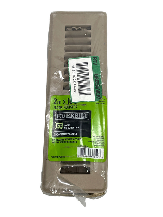 NEW! Everbilt Floor Register 2 x 10 Tan Duct Opening