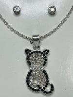 NEW! CAT Crystal Pendant Earring Set