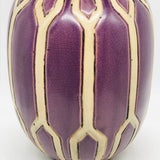 Ceramic Vase 12" tall Purple Cream Stripes LOCAL PICK UP