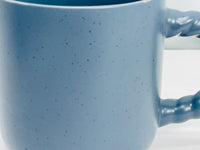 2 PC Gray/Blue Mug Set Black Speckles and Twist Handle Large 16oz