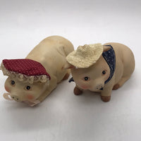 Ceramic 2 pc Mr. & Mrs. Pig Couple Set 5"