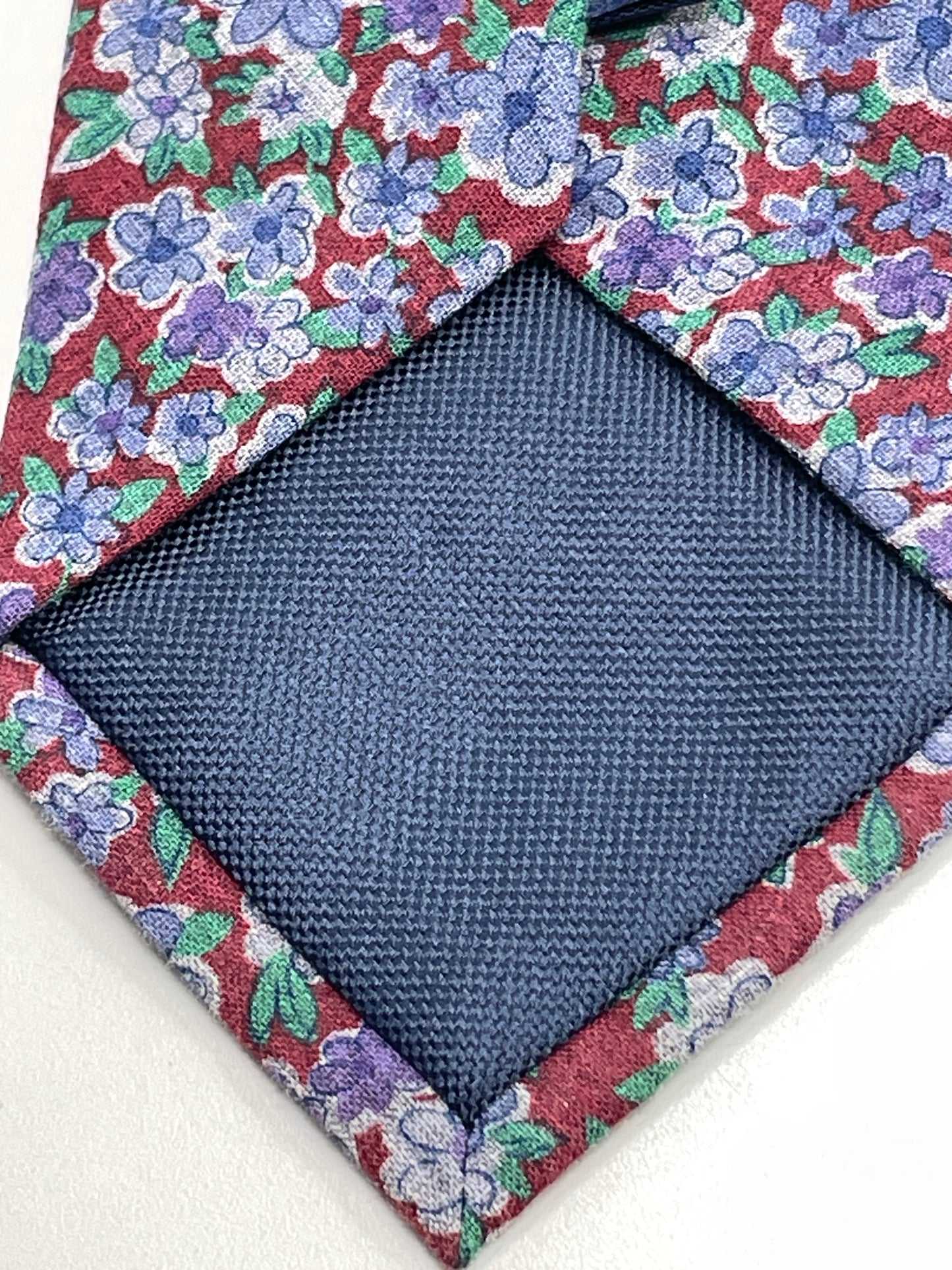 Neck Tie IZOD Burgundy Floral with Purple & Gray Flowers 100% Cotton