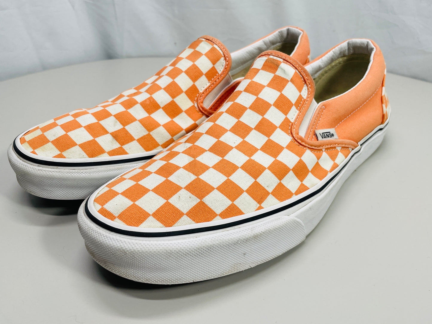 VANS Off the Wall Slip On Skate Shoes Orange & White Checker Mens 11