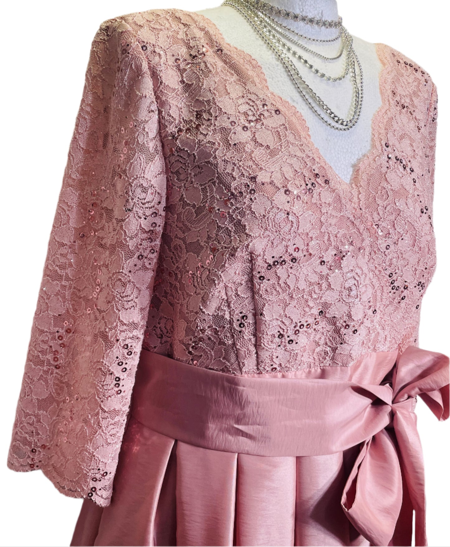 EUC Jessica Howard Dress Formal Mother of the Bride Prom Rose Gold/Blush Pink Ladies 12
