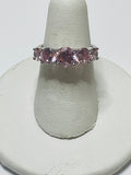 Sterling Silver 925 RING with 5 Pink Stones SIZE 4.5