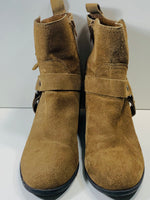 Marc Fisher Ankle Boot Tan Suede Ladies 8 LT WEAR LINING IS CRACKING