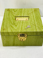 VINTAGE Green Ballonoff Metal Porta File Box w/Key! 9" Square