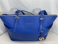 Michael Kors MK Purse Blue Pebble Leather Well Loved
