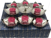 NEW! Party Lite Bright Lights Tealight Caddy Silver with 8 Cranberry Candles