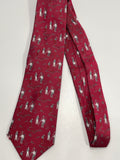 Vintage Mens Neck Tie Kent & Curwen Burgundy Golf Theme 100% Silk