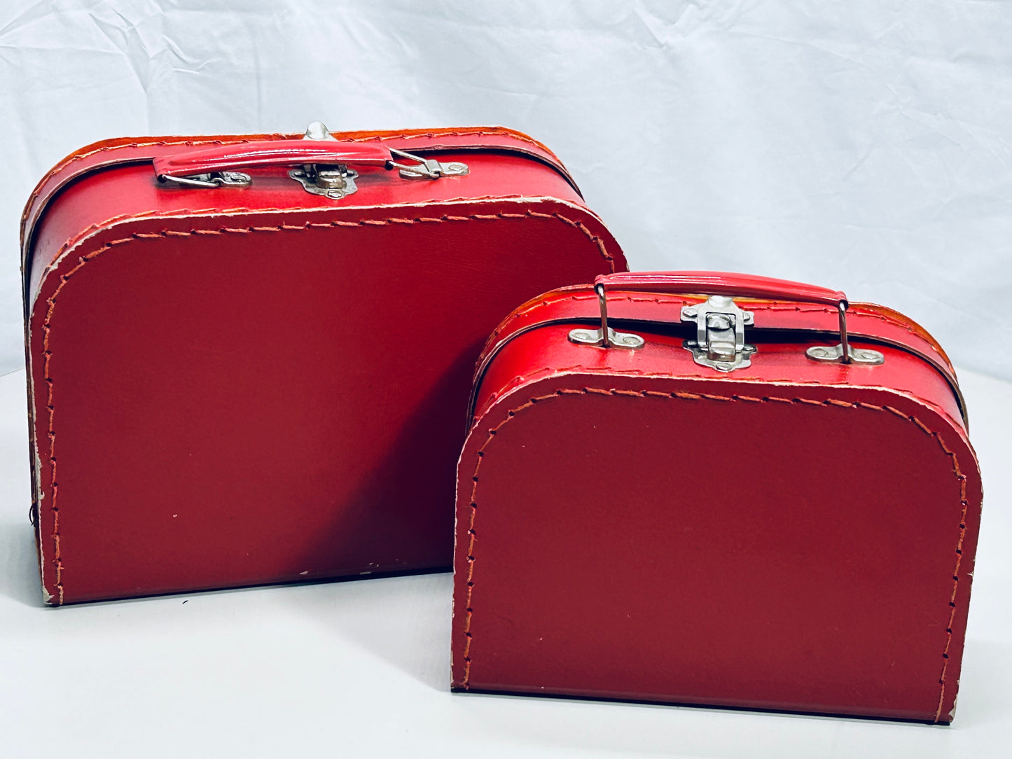 Vintage Petit Jour 2 Pc Red Doll Luggage Set Lunchbox Cardboard