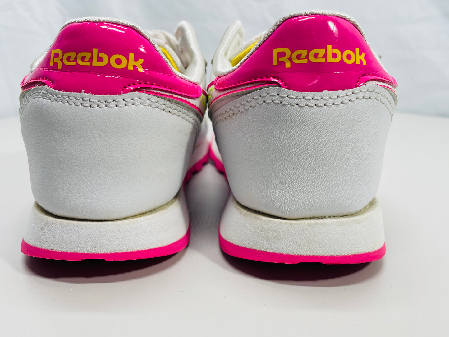 Reebok Classic Running Sneaker White & Pink with Pink Flowers Girls USA 3