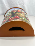 Vintage Grocery Bag Holder Wooden Rustic Style Americana Apple Image with Hinge Lid
