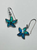 Sterling Silver 925 EARRINGS Dangly Starfish with Abalone inset