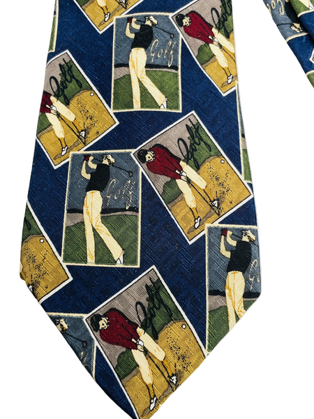 Vintage Tie Jacobs Roberts LTD Golf Themed Mens Neck Tie All Silk