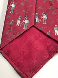 Vintage Mens Neck Tie Kent & Curwen Burgundy Golf Theme 100% Silk