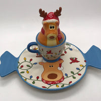 Temp-tations 3 Pcs. Reindeer Plate, Salt & Pepper Shakers Set SO  CUTE!