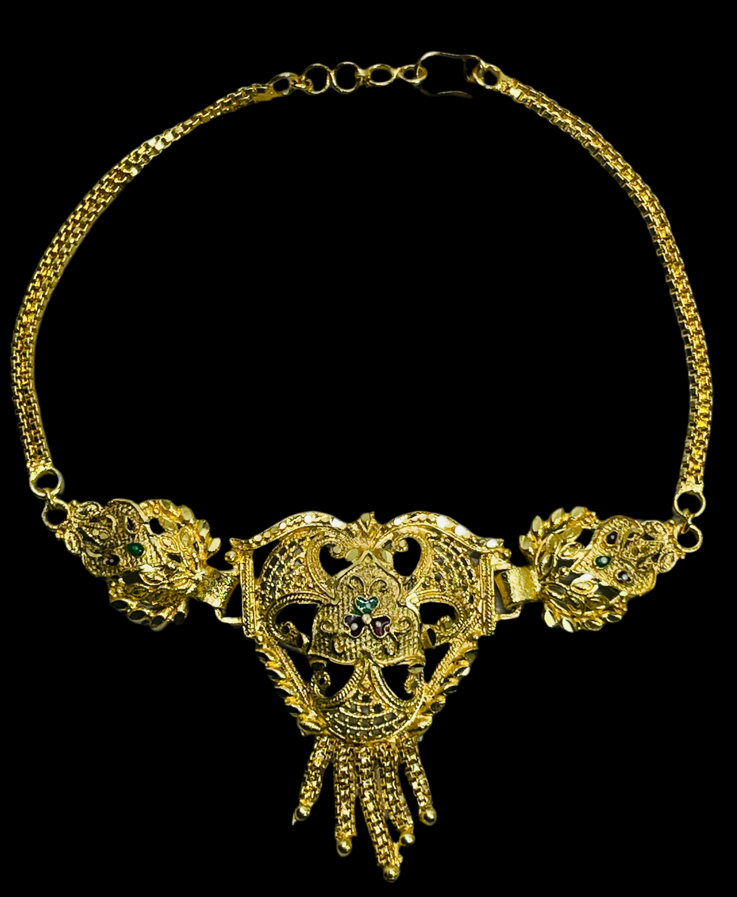 Indian Bollywood Jewelry Upper Arm Bracelet Yellow Gold Tone Heart Shape 10"