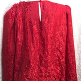 Simon Sez 2 PC Skirt Outfit Silky Floral Red With Shoulder Pads too!  FRESHLY LAUNDERED Ladies 14