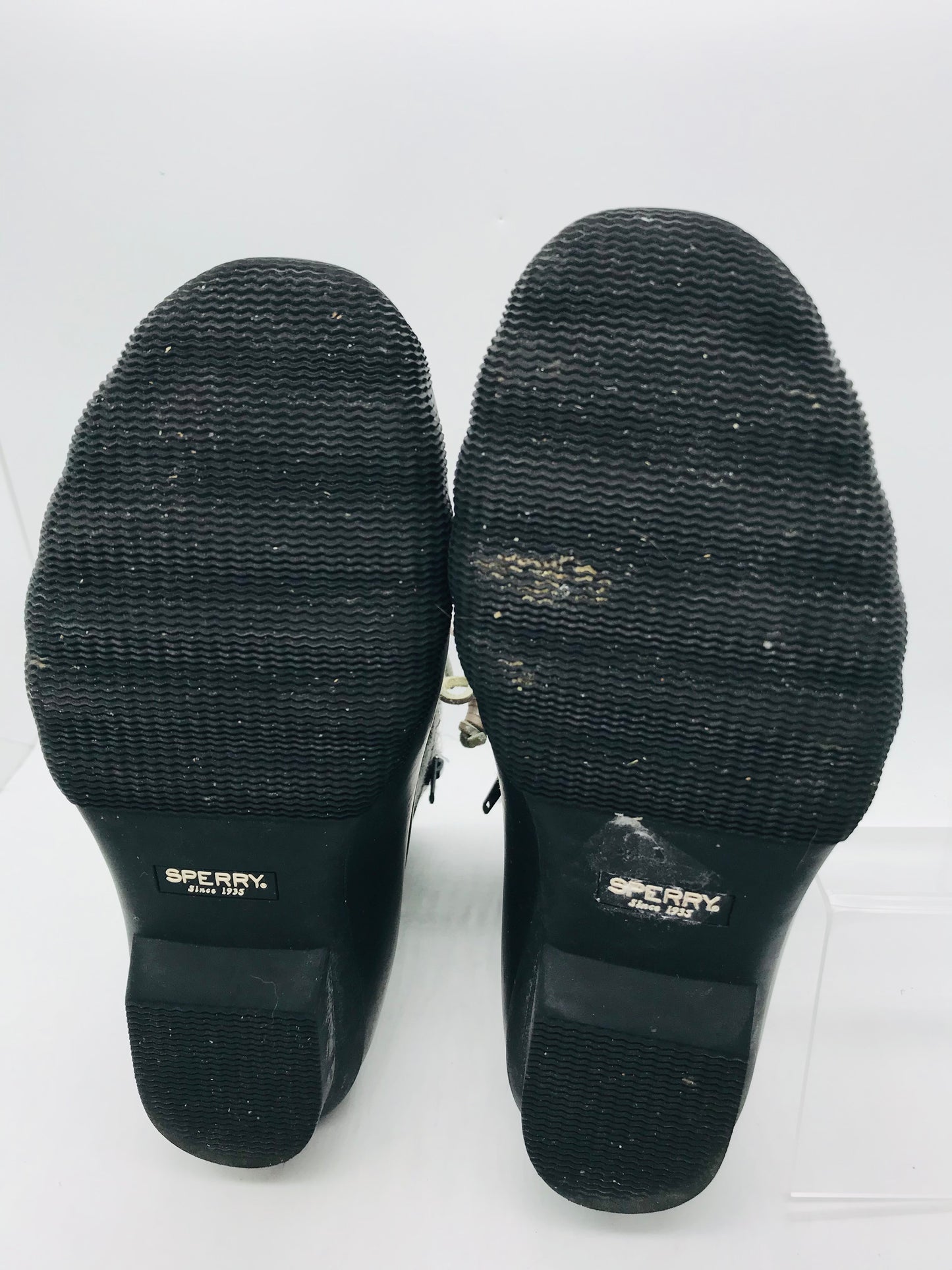 Sperry (LT SCUFFING) Black & Grey Shimmer Duck Boots Girls 3