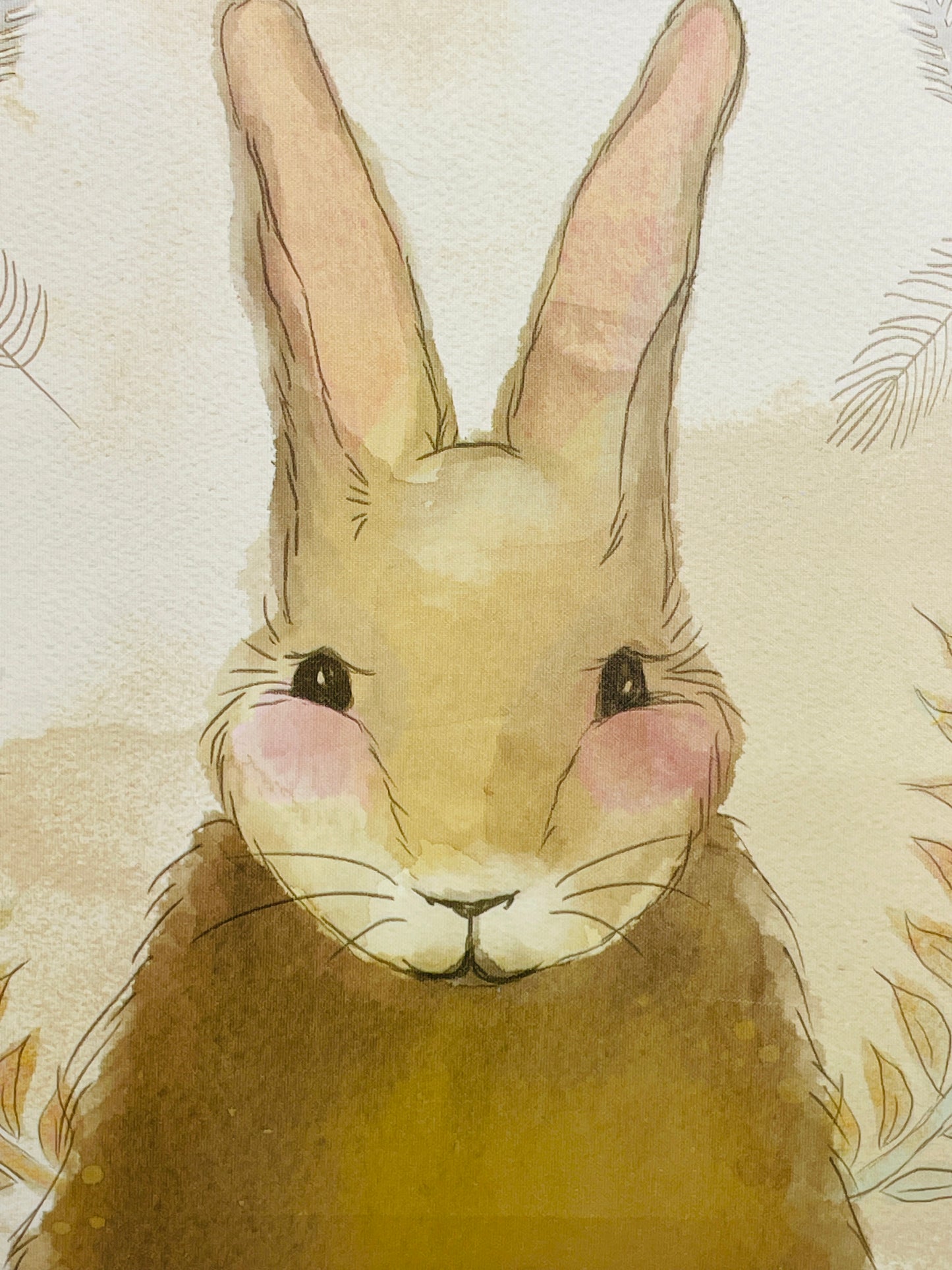 Wall Art Soft Brown Bunny Print on Canvas 15" x 15"