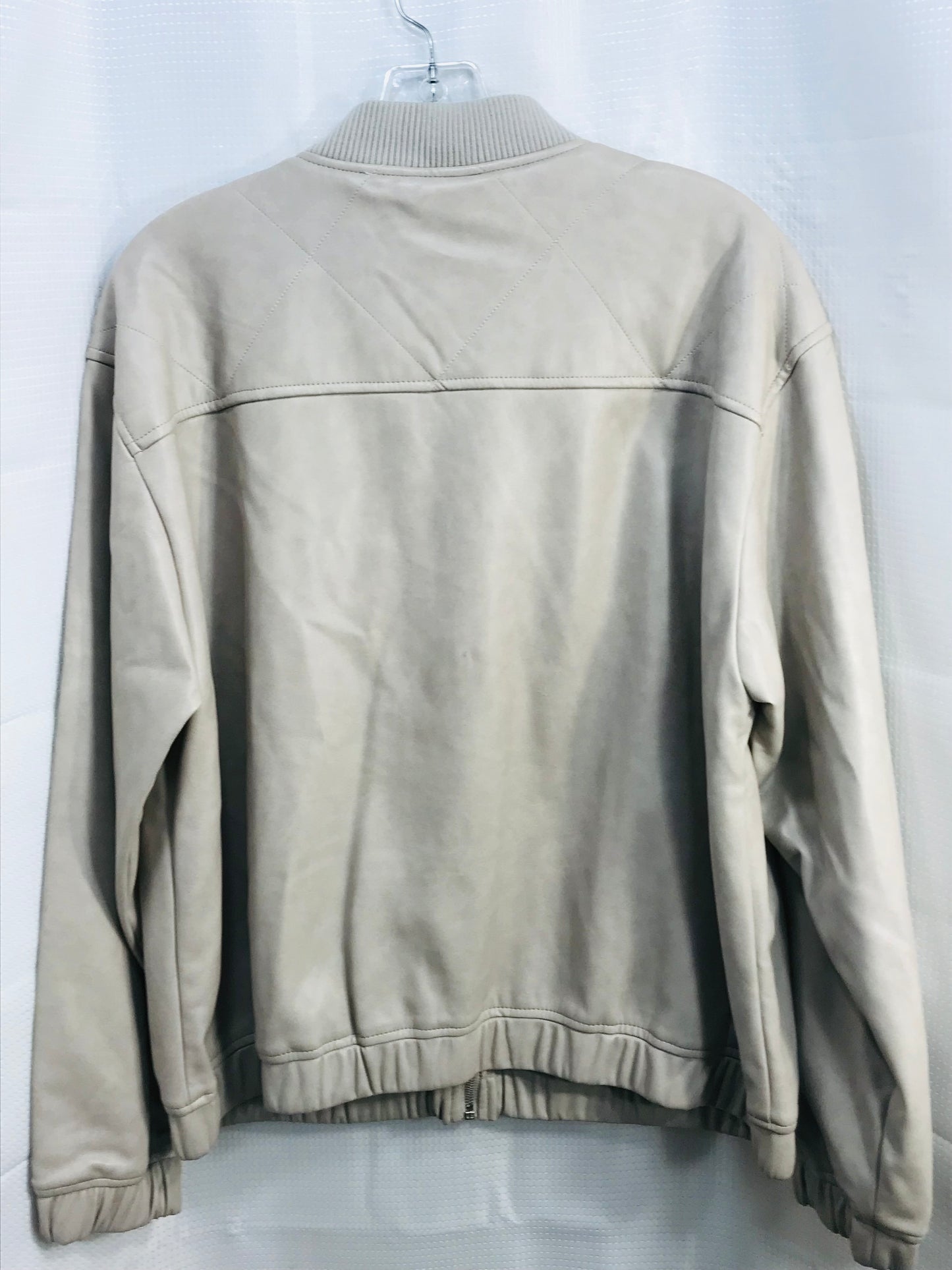 Bagatelle Full Zip Bomber Style Vegan Leather Cream Color Ladies L