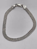 Sterling Silver 925 BRACELET 3 Strand Flat Beaded