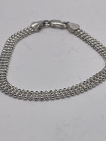 Sterling Silver 925 BRACELET 3 Strand Flat Beaded