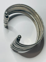 Silver Tone Multi Bangle Cluster Cuff Bracelet