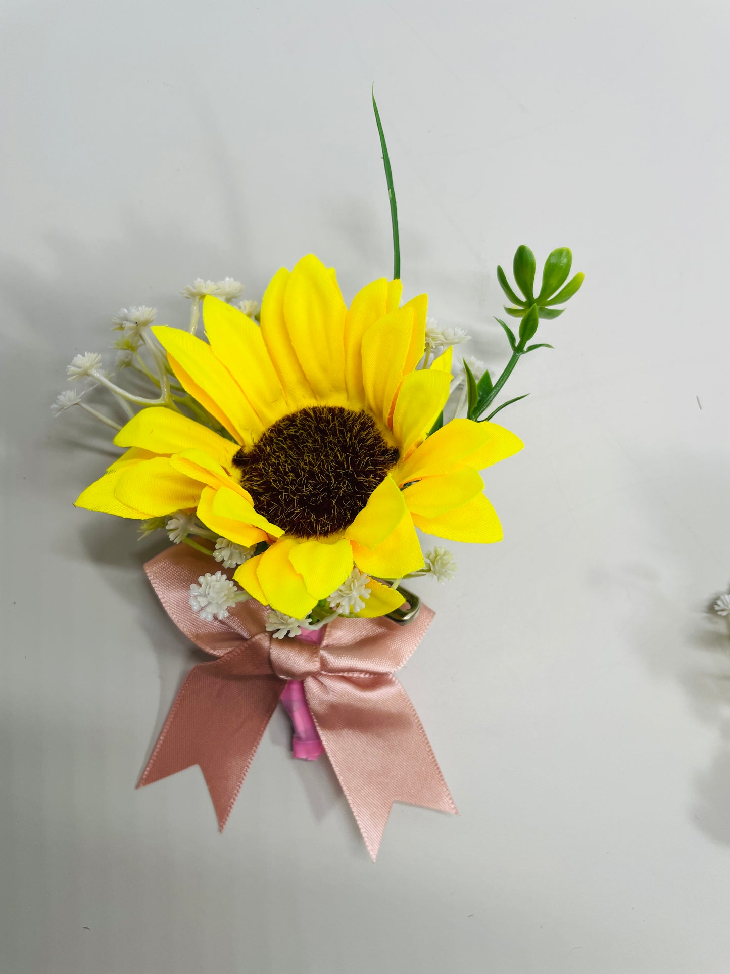 HANDMADE Sunflower Wedding Boutonniere set 113 Ready to Wear with Basket