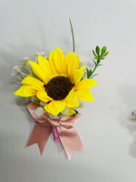 HANDMADE Sunflower Wedding Boutonniere set 113 Ready to Wear with Basket