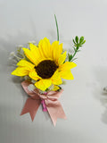 HANDMADE Sunflower Wedding Boutonniere set 113 Ready to Wear with Basket