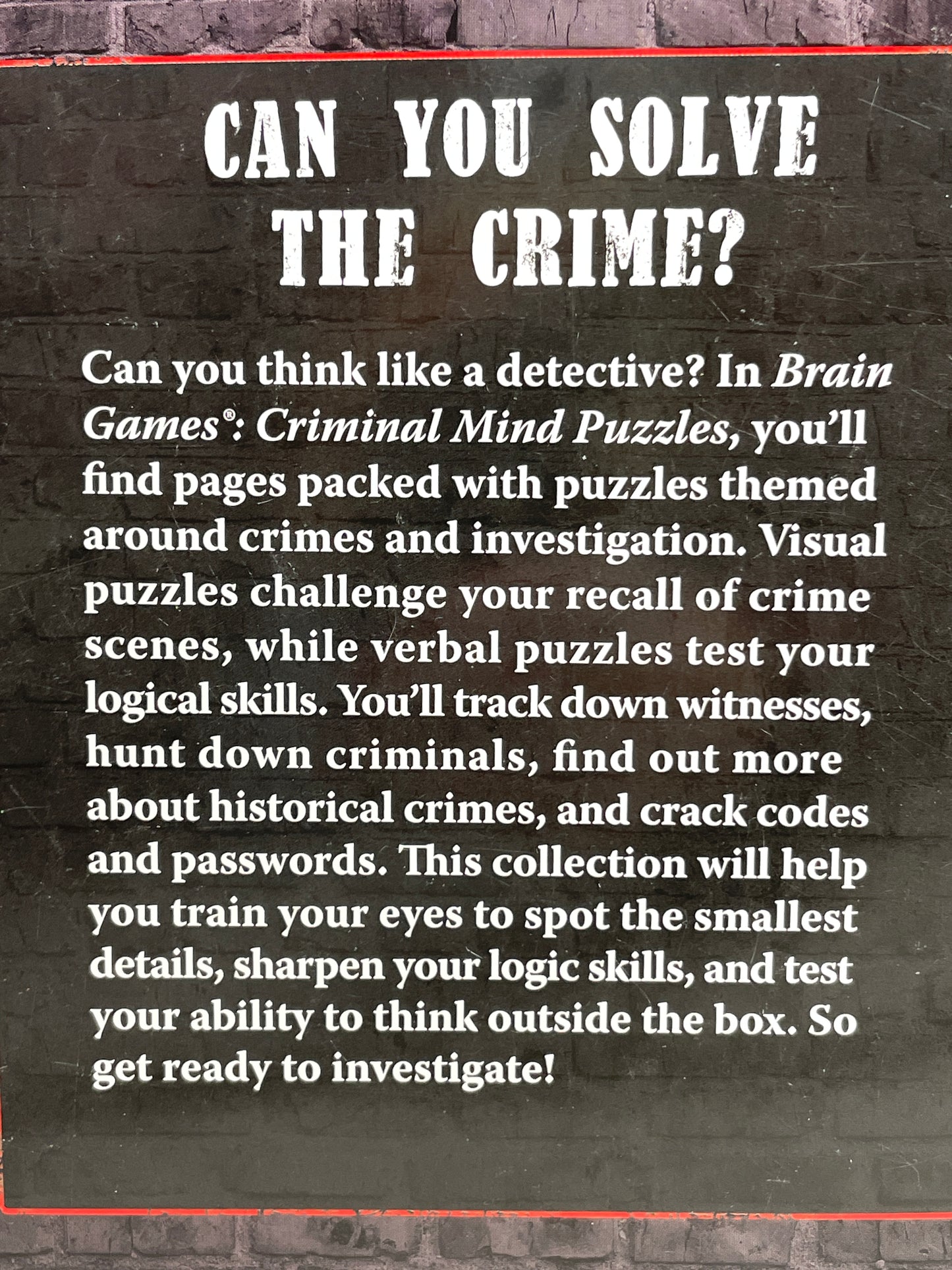 Brain Games Criminal Minds Puzzle Book Lt Wear