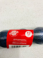 Tube of Blue Glitter Ornaments 12 pcs Small 4" Balls