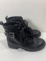 Wonder Nation Ankle Boots Black With Buckles Girls 4 LT WEAR