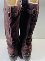 UGG AUSTRALIA 1917 Jullian Knee High Boot Dark Brown Suede Ladies 8 LT WEAR