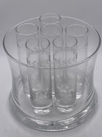 Glass VodkaShot Set Ice Bowl with 6 Etched Glass Chillers