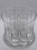 Glass VodkaShot Set Ice Bowl with 6 Etched Glass Chillers