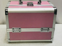 Songmics Caboodle Style Makeup Carry Case Pink & Silver HAS MAKUP STAINING INSIDE & OUT 9" x 7" x 7"