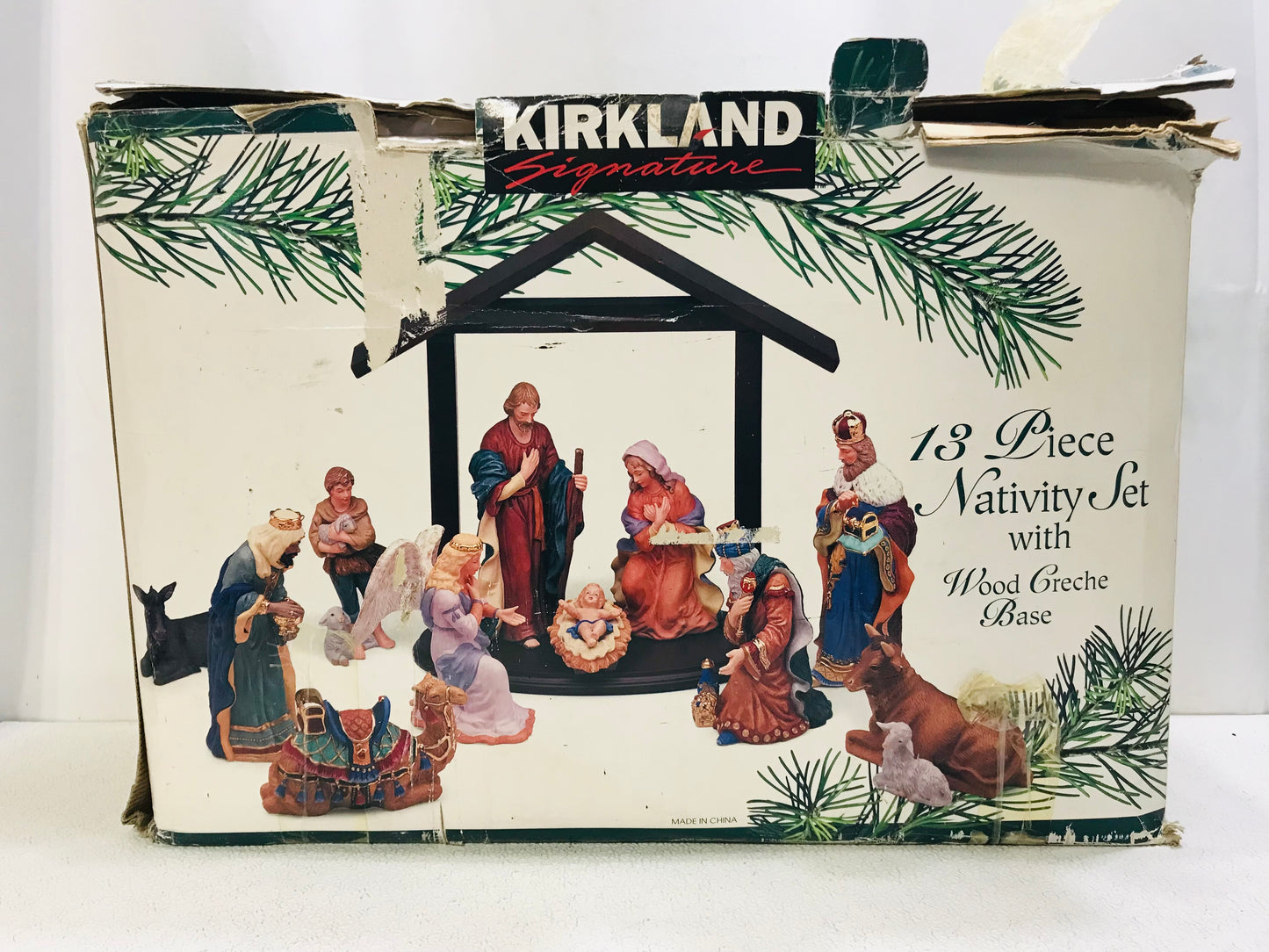 VINTAGE COMPLETE Kirklands Signature 13 PC Nativity Set BROKEN HAND/STAFF * SEE PICS *