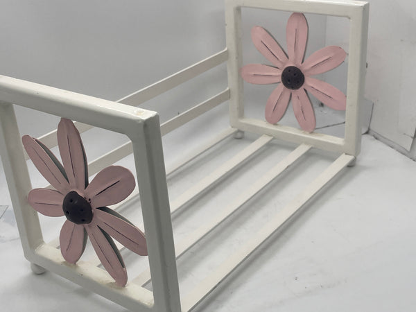 Cute Painted Metal Storage Shelf with pink Flowers Dvd, Cds or Other Tings
