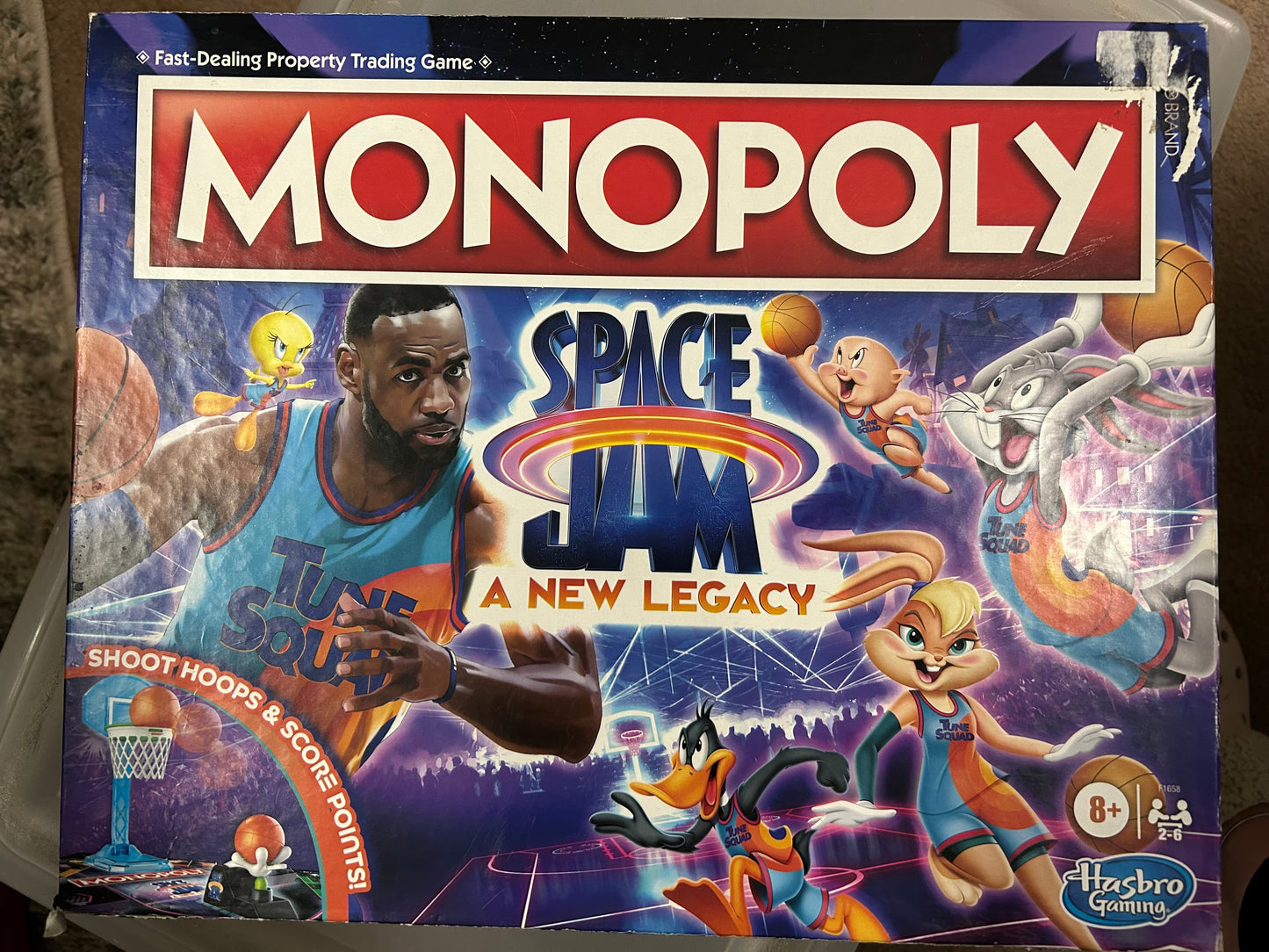 INCOMPLETE Monopoly: Space Jam: A New Legacy Edition Family Board Game, Lebron James Space Jam 2