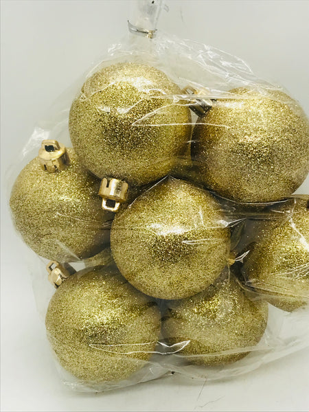 Bag of Ball Ornaments: 6 Gold Glitter