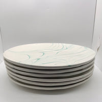 Creative Co-Op 6 Pc Plate Set Teal Marbled 11"