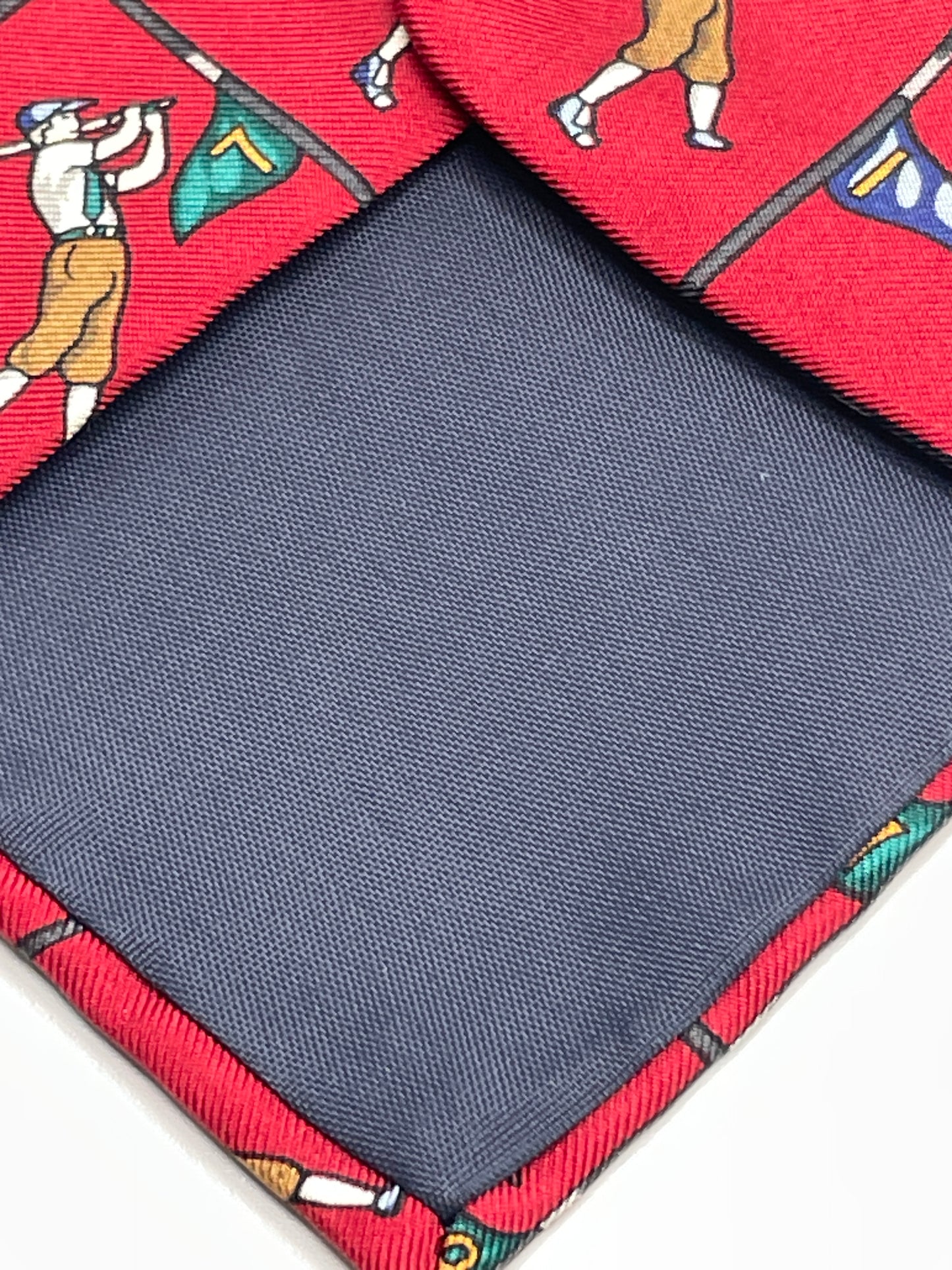 Vintage Mens Neck Tie Hatfield House Maroon Golf Theme 100% Silk